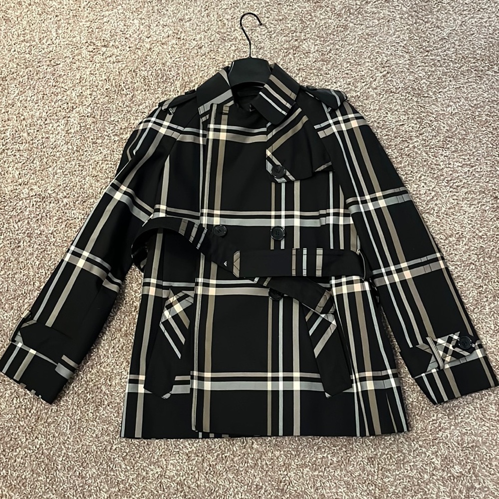 Coach Plaid Belted Trench Coat